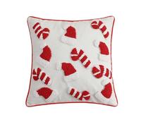 Christmas pillow cover,Pillow Protectors 2024 Christmas Candy Cane And Santa Hat Pillow Covers Throw Pillow Soft Embroidery Knitting Wool Couch Cushion (Style C)