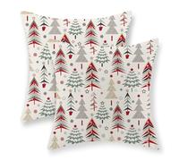 Christmas Pillow Covers 18x18 Set of 2, Geometric Colorful Christmas Tree Pillowcase Throw Pillows Winter Holiday Farmhouse Cushion Covers Decorations for Couch Home