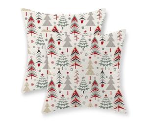 Christmas Pillow Covers 18x18 Set of 2, Geometric Colorful Christmas Tree Pillowcase Throw Pillows Winter Holiday Farmhouse Cushion Covers Decorations for Couch Home