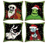 Christmas Pillow Covers Christmas Nightmare Before Pillow Cases New Year Winter Xmas Jack Sally Decor Christmas Decorations for Home Party