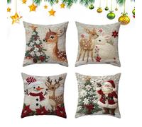 Christmas Pillow Covers - Linen Washable Pillowcase Set with Reindeer Holiday Theme, Soft Fabric with Festive Design, Perfect for Living Rooms, Bedrooms, Chairs, Dens, Kids’ Rooms, Dorms