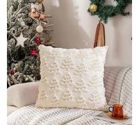 Christmas Pillowcase | Washable Christmas Tree Pillowcase | 3D Embroidery Pillows Cushion Case,for Chair Sofa Living Room Dorm Apartment Den Kid Room Yoga Holiday (White-E)