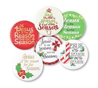 Christmas Pin Buttons Set, Festive Jesus is the Reason for the Season Accessory, Assorted Styles for Men and Women, 1 Inch (Pack of 6)
