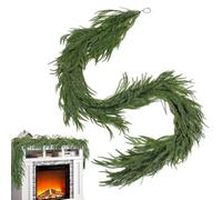 Christmas Pine Garland - Faux Holiday Wreath, Outdoor Greenery Decor | Realistic Needle Touch Design, Elegant Hanging Accent With Ornaments For Door Banister Mantel Fireplace Porch And Table Display