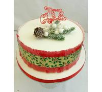 Christmas Pinecone Spray, Red Motto, Traditional Christmas Cake Frill - The Complete Set