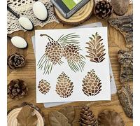 Christmas Pinecones Leaves Wall Stencils Template Reusable Spray Paint Stencils for Craft Painting on Wood Craft Canvas Walls Wood Decorations DIY Scrapbooking