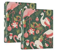 Christmas Pink Flamingo Pattern 3.8cm Three Ring Paperback Binder Set of 1/2pcs Hardcover Office Binder