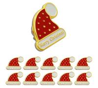 Christmas Pins 12/24/50/100Pcs Bulk Cute Christmas Hat Enamel Lapel Pins Badge for Clothes Bags Hats Accessories Jewelry Backpack Jacket Decoration Brooch Merry Chrismas, Alloy, electroplating, no