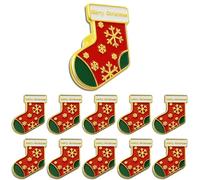 Christmas Pins 12/24/50/100Pcs Bulk Cute Christmas Socks Enamel Lapel Pins Badge for Clothes Bags Hats Accessories Jewelry Backpack Jacket Decoration Brooch Merry Chrismas, Alloy, electroplating, no