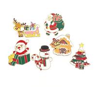 Christmas Pins Christmas Enamel Pins Assorted Santa Claus Snowflake Snowman Holiday Cartoon Pin Badge for Clothes Bags Hats Accessories, Set of 6, Iron, enamel