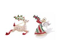 Christmas Pins for Women Christmas Brooches and Pins Santa Claus Reindeer Angel Holiday Accessories Gift, L, Zinc, no gemstone
