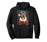 Christmas Pit Bull Ski Goggles Santa Dog Skier Snowboarder Pullover Hoodie