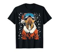 Christmas Pit Bull Ski Goggles Santa Dog Skier Snowboarder T-Shirt