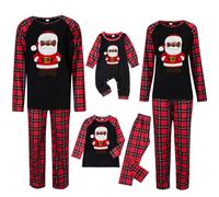 Christmas Pjs Family Set Couple Matching Pyjamas Plus Size Xmas Pajamas Sets Black Santa Claus Print Tops and Pants Sleepwear Nightwear Holiday Party Pjs Sets Festive Black L