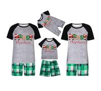 Christmas Pjs Family Set UK Clearance,Matching Christmas Pyjamas,Xmas Pjs,Short Sleeve Pjs Set Loungewear Sleepwear Sets,Plus Size Christmas Pajamas for Couples Mens Womens Boys Girl Baby Kids