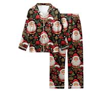 Christmas Pjs Women Set - Women'S Festive Holiday Print Pajama Set Long Sleeve Top and Comfortable Bottoms Combo for Cozy Seasonal Wear (White, S)