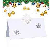 Christmas Place Cards for Table, 50Pcs Name Place Cards for Table Christmas, White Table Name Cards Xmas Table Cards Christmas Table Settings Seat Cards for Wedding Party Decoration