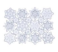 Christmas Placemat Embroidered Set of 4 White Snowflake Table Decoration Sparkle Cutwork Sequin Silver Table Scarf Glitter Applique Cutwork Holiday Festive Dining Decor New Year 13×18IN