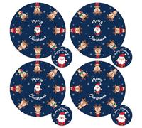 Christmas Placemats and Coasters 8 Piece Set of Santa and Reindeer Design