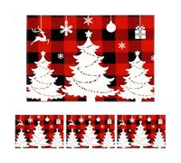 Christmas Placemats Set of 4, Buffalo Plaid Xmas Trees Place Mats, Washable Linen Dining Table Placemats Red Mats, Winter Rustic Seasonal Home Party Indoor Kitchen Dining Table Decoration, 45 x 30cm