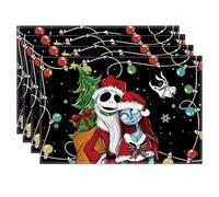 Christmas Placemats Set of 4 - Xmas Winter Holiday Table Mats for Home Kitchen Dining Room Decorations