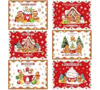 Christmas Placemats Set of 6 Christmas Retro Gingerbread Plastic Table Mats Xmas Bakery Gingerbread House Place Mats Winter Holiday Table Decoration for Indoor Outdoor Party Kitchen Dining