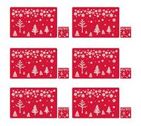 Christmas Placemats Sets, 12PCS Xmas Mats and Coasters Set Home Table Mats Washable Heat Proof Table Mats for Christmas Dining Table Decoration