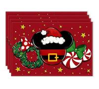 Christmas Placemats Xmas Cartoon Mouse Table Mats New Year Winter Xmas Decor Red Christmas Decorations for Home Party