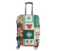 Christmas Plaid Blocks Gingerbread Suitcase Cover Travel Luggage Protector Elastic Washable Baggage Covers Fits 19-32 Inch