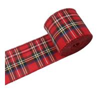 Christmas Plaid Burlap Ribbon Red and Green Tartan Wired Edge Wrapping Ribbon for Xmas Tree Decoration Gift Wrap Bows Craft Making