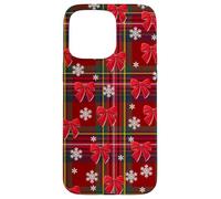 Christmas Plaid Coquette Red Bows and Snowflakes for Girls Case for iPhone 15 Pro Max