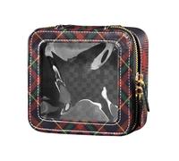 Christmas Plaid Dark Red Green Clear Make Up Bag Waterproof Travel Toiletry Bag Mini Makeup Containers for Travel, multi, One Size, Colorful