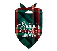 Christmas Plaid Dog Bandana, Santa's Little Helper Holiday Pet Bandana, Adjustable Triangle Dog Scarf, Christmas Party Dogs Bandanas for Small and Medium Pet