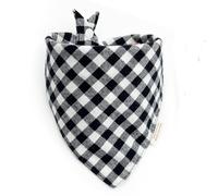 Christmas Plaid Dog Bandana with Button, Fall Dual Layer Scarf Soft Cotton Triangle Bib Girls and Boys Kerchief Adjustable Accessories for Small Medium Large Extra Large Dog Puppy Pet Cat