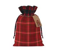 Christmas Plaid Red Seamless Pattern Christmas Burlap Gift Bags With Drawstring And Tags - Tiny Small Gift Bags For Xmas Candy And Christmas Supplies, Christmas Drawstring Gift Bags 8.3×11.8in