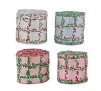 Christmas Plaid Ribbon 5cm Width and 5 Yards Length for DIY Wrapping and Bow Decoration with Polyester Material (Green)