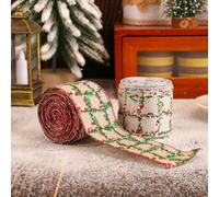Christmas Plaid Ribbon 5cm Width and 5 Yards Length for DIY Wrapping and Bow Decoration with Polyester Material (Khaki)