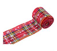 Christmas Plaid Ribbon 6.4cm x 5 Yards Snowflake Pattern(A)