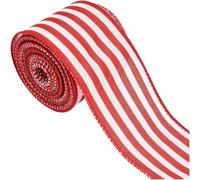 Christmas Plaid Ribbon Red White 6.3cm x 5 Yards Wrapping Bow | Polyester plaid ribbon stays crease-resistant, keeping handmade bows and wreath trims looking neat throughout the festive sea