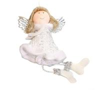 Christmas Plush Angel Doll Pendant with Hanging Ring, Cartoon Wings, Suitable for Tree Decorations and Various Indoor Displays (C)