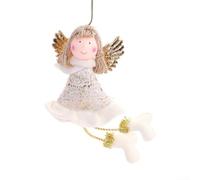 Christmas Plush Angel Doll Pendant with Hanging Ring, Cartoon Wings, Suitable for Tree Decorations and Various Indoor Displays (F)