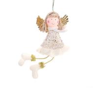 Christmas Plush Angel Doll Pendant with Hanging Ring, Cartoon Wings, Suitable for Tree Decorations and Various Indoor Displays (D)