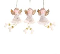 Christmas Plush Angel Doll Pendant with Hanging Ring, Cartoon Wings, Suitable for Tree Decorations and Various Indoor Displays (H)