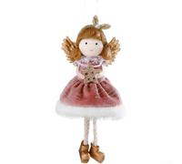 Christmas Plush Angel Ornament Cute Cloth Doll With Wings Festive Home Tree Decor(Pink)