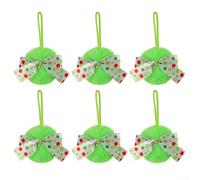 Christmas Plush Ball Ornament Set Includes 6 Pieces with Ribbon Bows, Fabric Material, and Sturdy Polyester Construction for Decorating Various Holiday Items (((A) 6pcs)