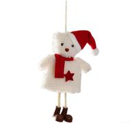 Christmas Plush Bear Pendant for Tree Hanging and Desk Holiday Scene Decoration Cute Ornament with Soft Fabric and Playful Style (A)