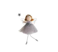 Christmas Plush Doll Ornaments, Angel Hanging Ornaments, Fabric Tree Decorative, 14 * 11cm Size For Christmas Tree Child Safe Design (Gray)