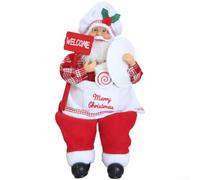 Christmas Plush Dolls Santa Snowman Reindeer Knitted Fabric Soft Toy Multiple Poses Sitting Standing Lying Home Holiday Decoration Red 45x30cm Festive Seasonal Display Wreath Accents(D)