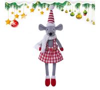 Christmas Plush Figurines,Soft Long-Legged Stuffed Mice Plaid Fabric Christmas Decorations Doll | Plush Mice, Christmas Stuffed Animals for Mantels, Shelves, Dining Tables, Kitchen