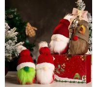 Christmas Plush Gnome Decoration, Cute Tomte Swedish Elf with Knitted Hat, Nordic Gnome Figurine for Kitchen Tiered Tray, Tabletop, Home Decor